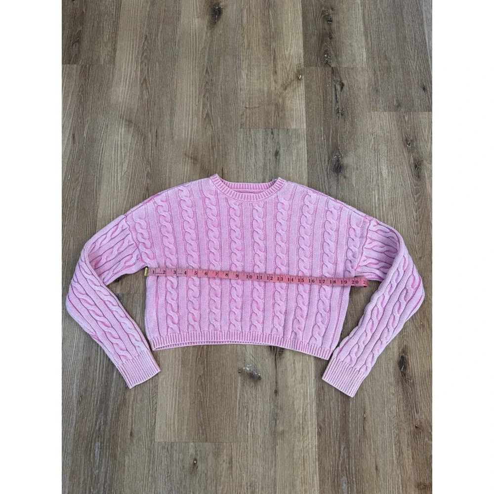 Aeropostale Cable Knit Cropped Sweater Womens S Pink Preppy Coquette Y2K Style